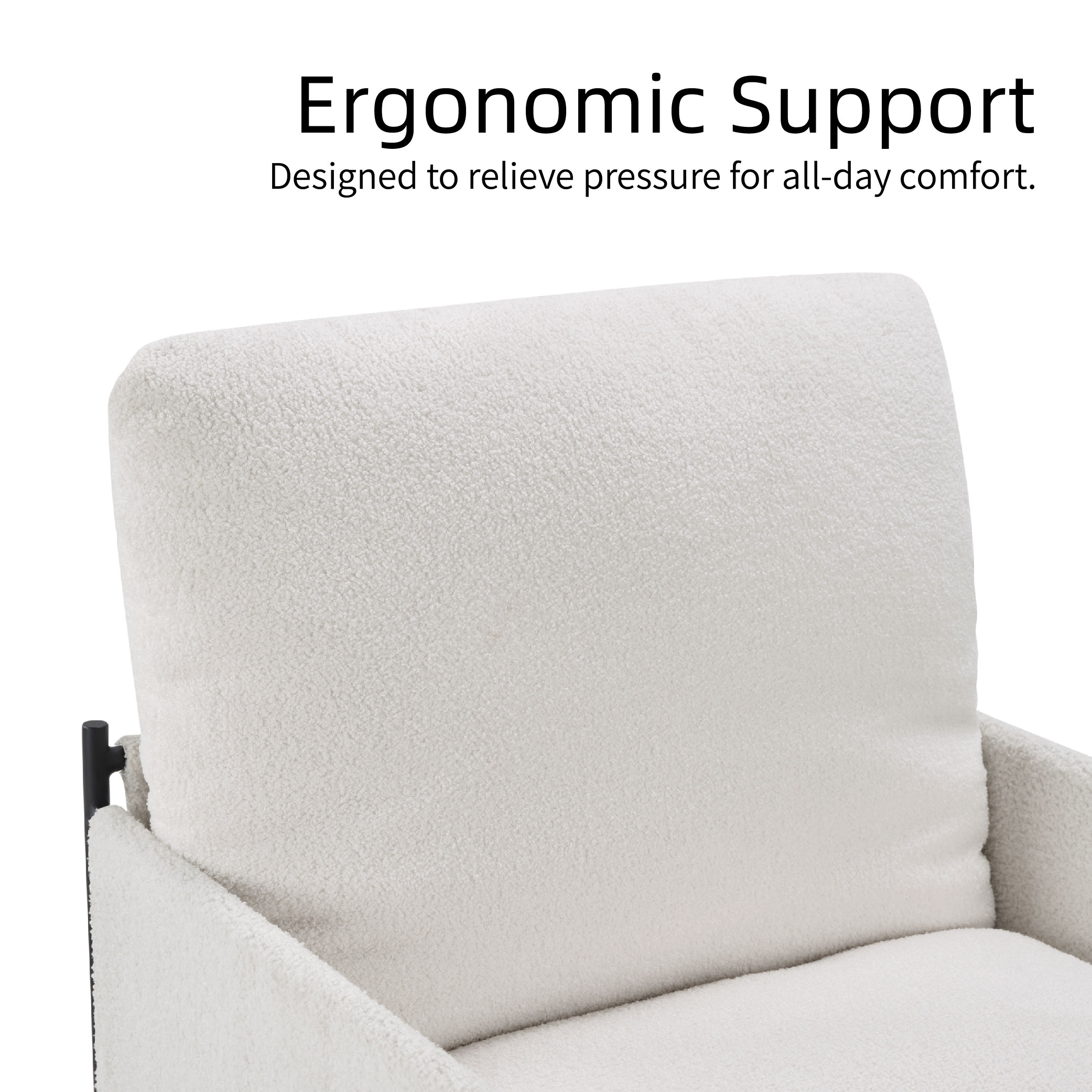 Modern Accent Chair, Comfy Chair With Removable Cushion, Vanity Chair With Wood Armrests For Living Room, Bedroom, White_voghion.com